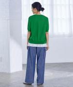 コットンリネン平織デニム　イージーワークパンツ